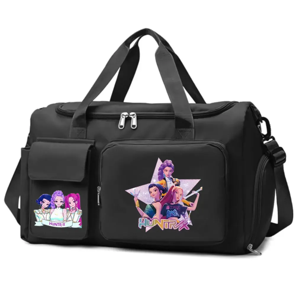 kpop demon hunters – bagage à main de grande capacité pour filles et garçons, sac de sport et de fitness avec séparation sec-humide, sac de voyage pour courtes distances
