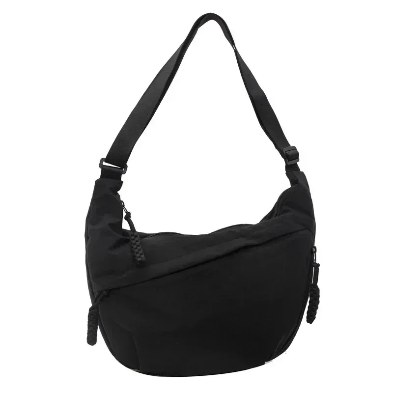 sac à bandoulière en tissu doux pour femmes, couleur unie, style étudiant décontracté, grands sacs à main, sacs hobos pour femmes