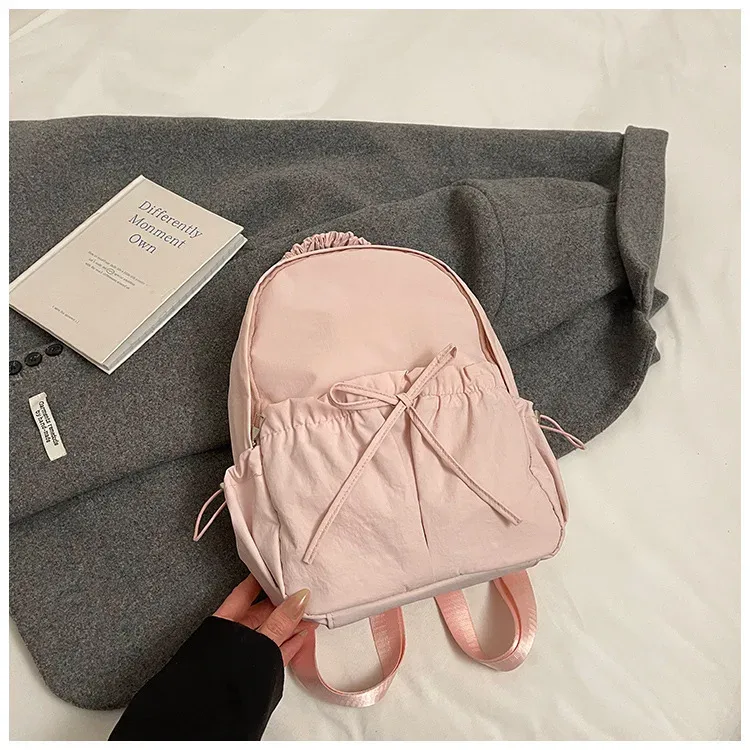 nom brodé personnalisé simple polyvalent cordon arc sac à dos grande capacité sac à dos voyage scolaire pour cadeaux sac à dos