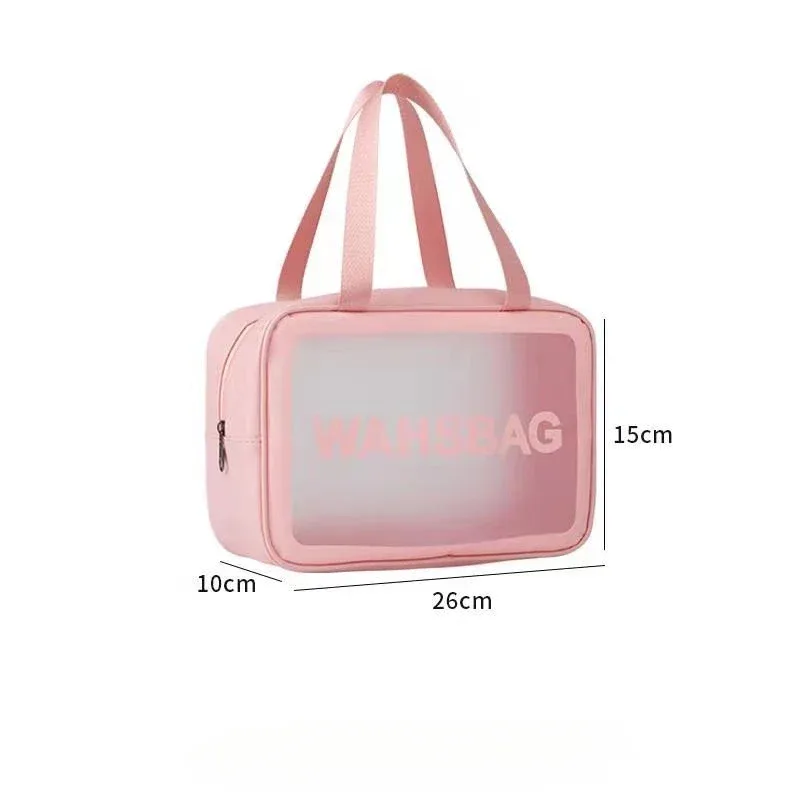 sac de rangement portable conviviale ré semi-transparent pour femme, étanche, séparation à sec, support, poudres de maquillage, lavage, voyage