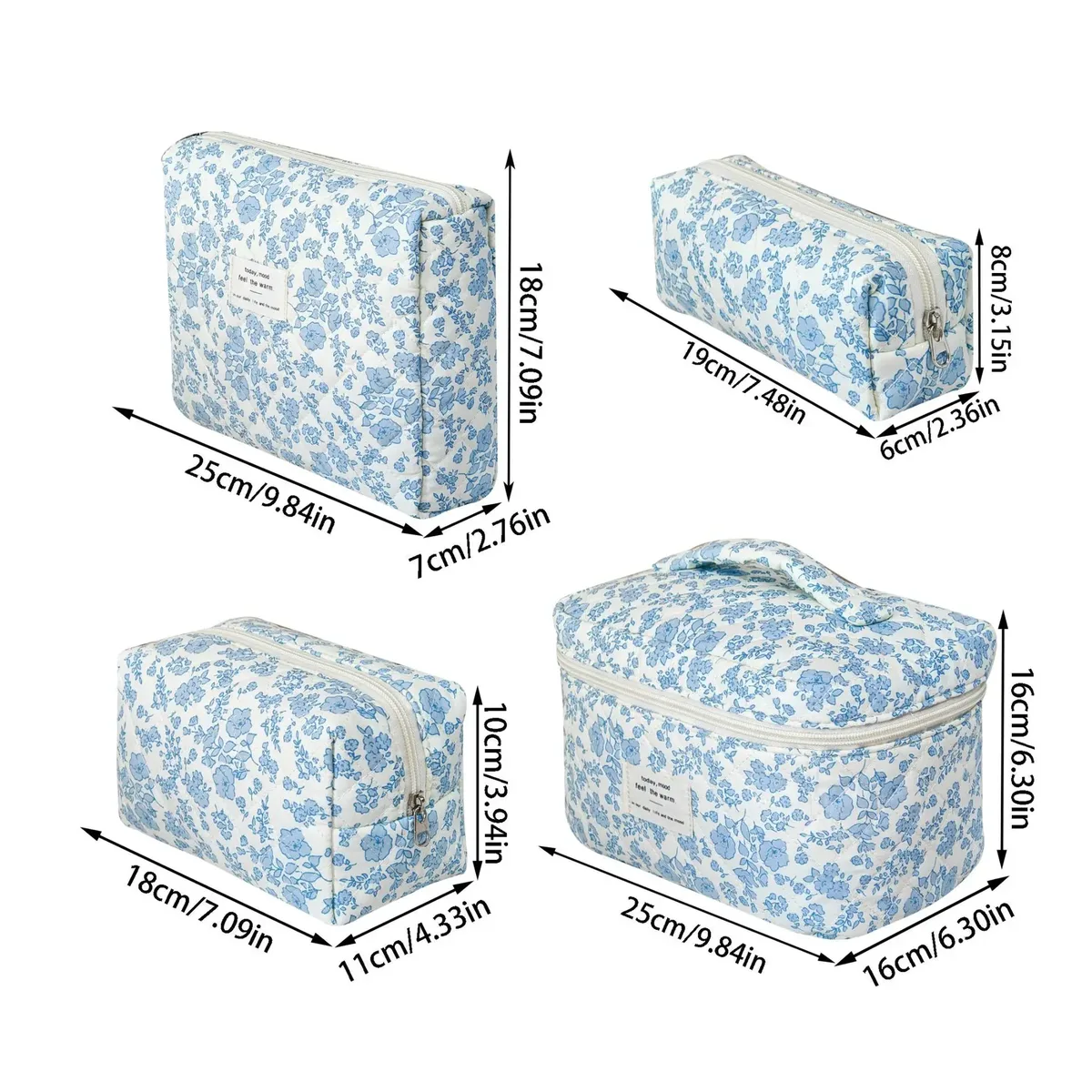 trousse de maquillage à imprimé floral de grande capacité, sac de rangement de cosmétiques de voyage portable, sac de style urbain simple avec doublure en polyester pour femmes