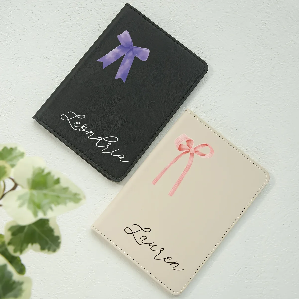 porte-passeport personnalisé avec motif de nœud, étui élégant pour cartes de voyage, cadeau adorable pour mariage, anniversaire, saint-valentin, amoureux