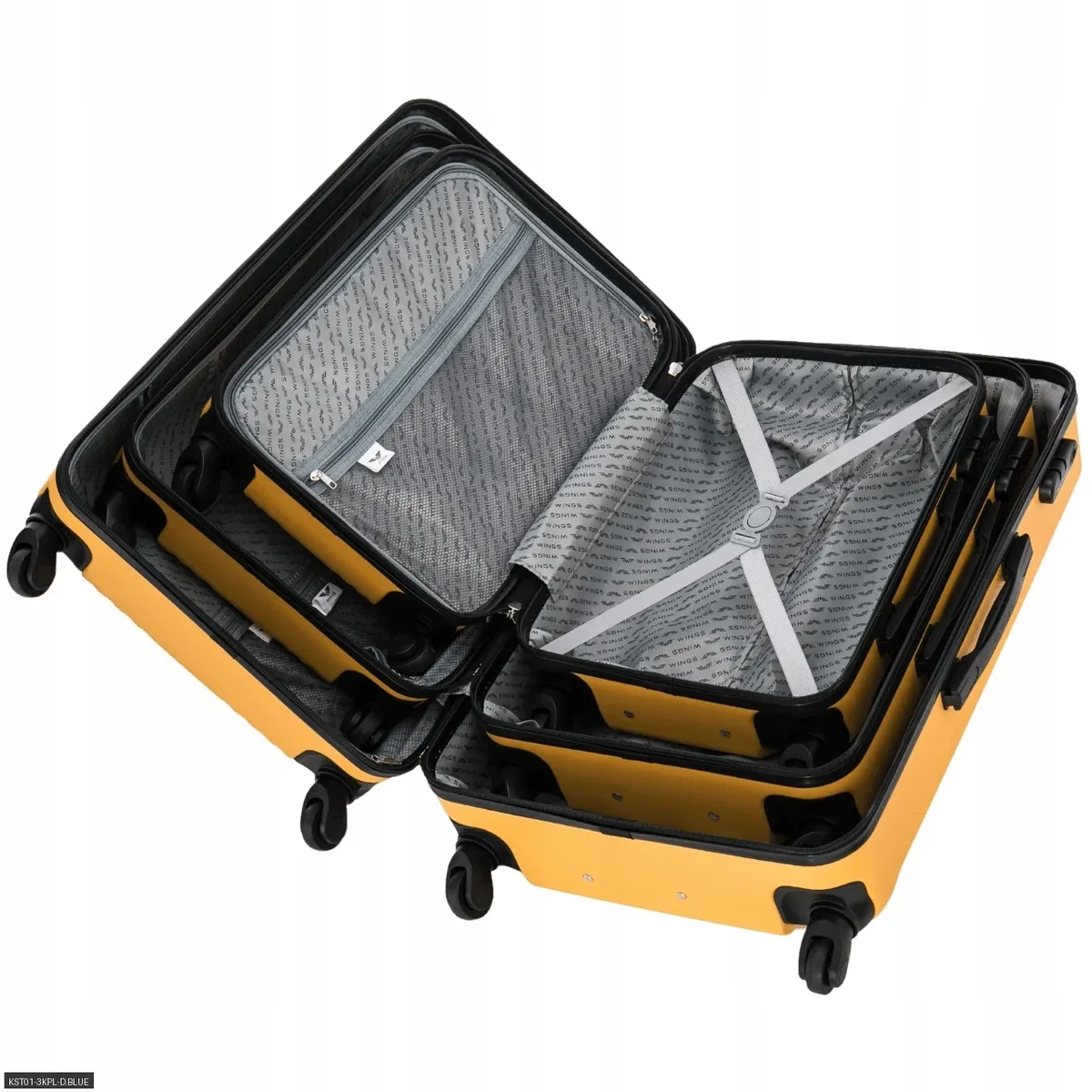 ensemble de 3 valises rigides xl 20 ", 24 ", 28 " (75x47x28 cm/66x42x24 cm) et valise cabine 55x35x22 cm kestrel abs+, avec poignée télescopique réglable et 4 roues pivotantes à 360°. ° serrure à code, bagage à main rose doré/champagne/jaune/bleu marine/noir