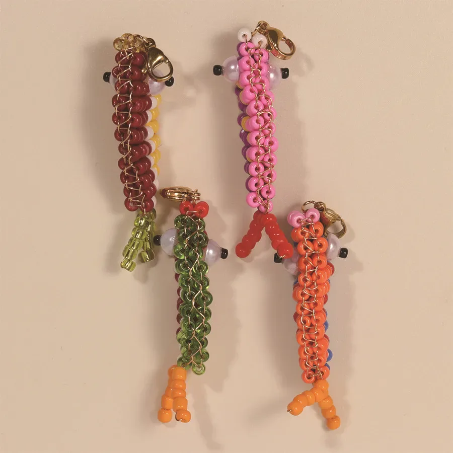 sac à dos en forme de poisson en perles fait à la main, pendentif à fermeture éclair, décoration suspendue pour filles, porte-clés d'étudiant, accessoires de bricolage, ornements