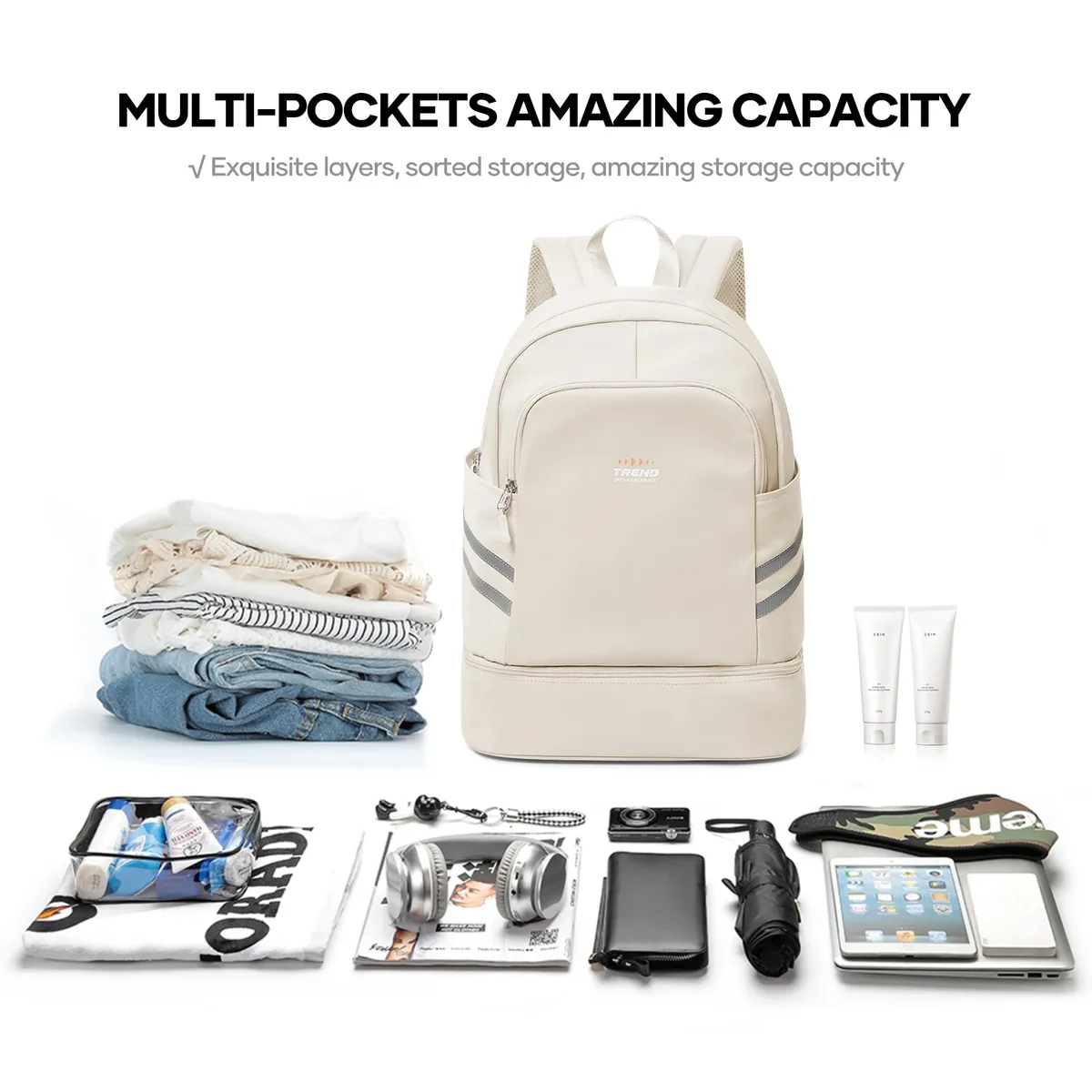 sac à dos de gymnastique pour femmes avec compartiment à chaussures, sac à dos de voyage pour femmes, sac à dos de sport étanche, sac à dos de plage pour fitness et natation ﻿