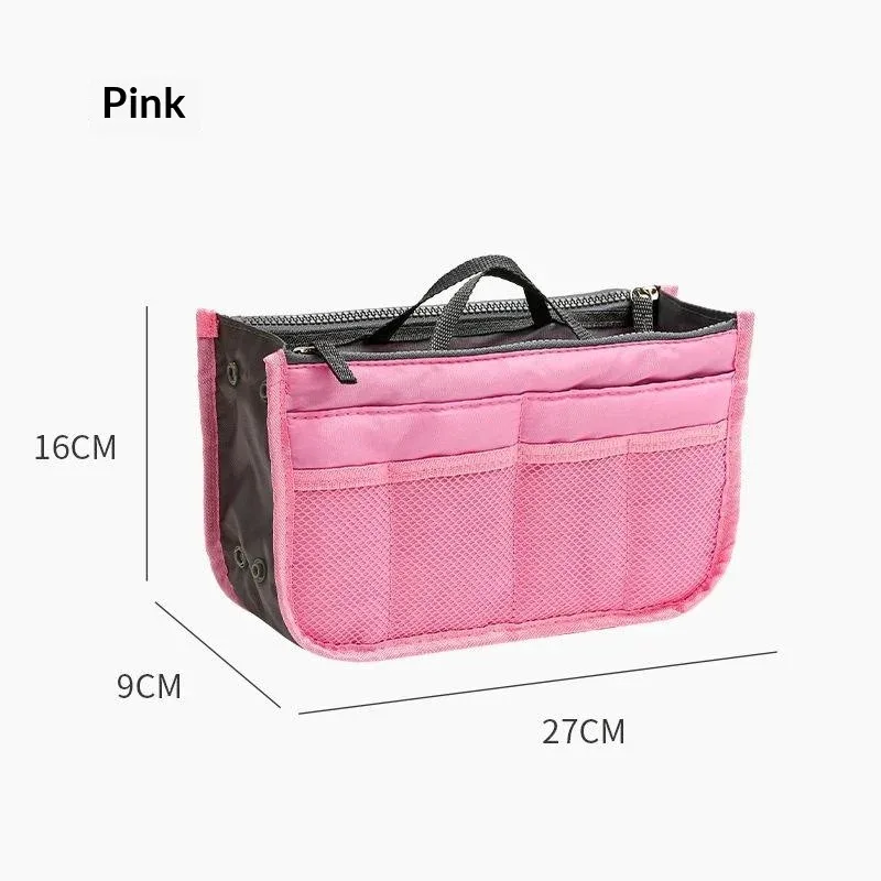 sac de rangement multifonctionnel à double fermeture éclair, grande capacité, pour le rangement et la classification des articles de maquillage et de toilette