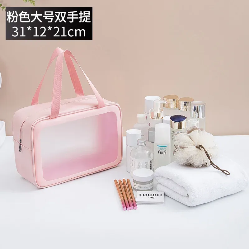 nouvelle trousse de toilette et de maquillage transparente imperméable à grande capacité, épaissie, sans logo, pour voyage, multi-usage, portable, cosmétique