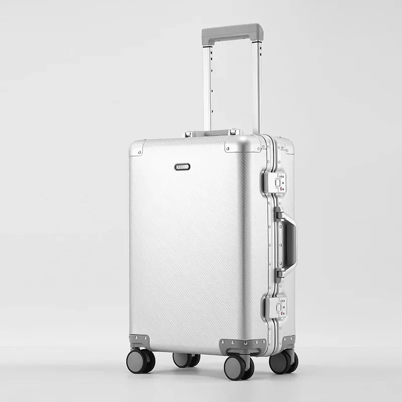 klqdzms – valise de cabine en alliage d'aluminium et de magnésium, 20 pouces, de haute qualité, pour hommes et femmes, valise d'affaires à roulettes