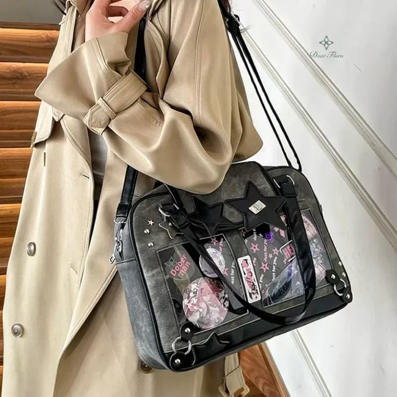y2k tendance étoile ita sac lolita fille poche transparente femmes bricolage affichage sac à bandoulière mode sac à bandoulière mignon sac à main sac à main