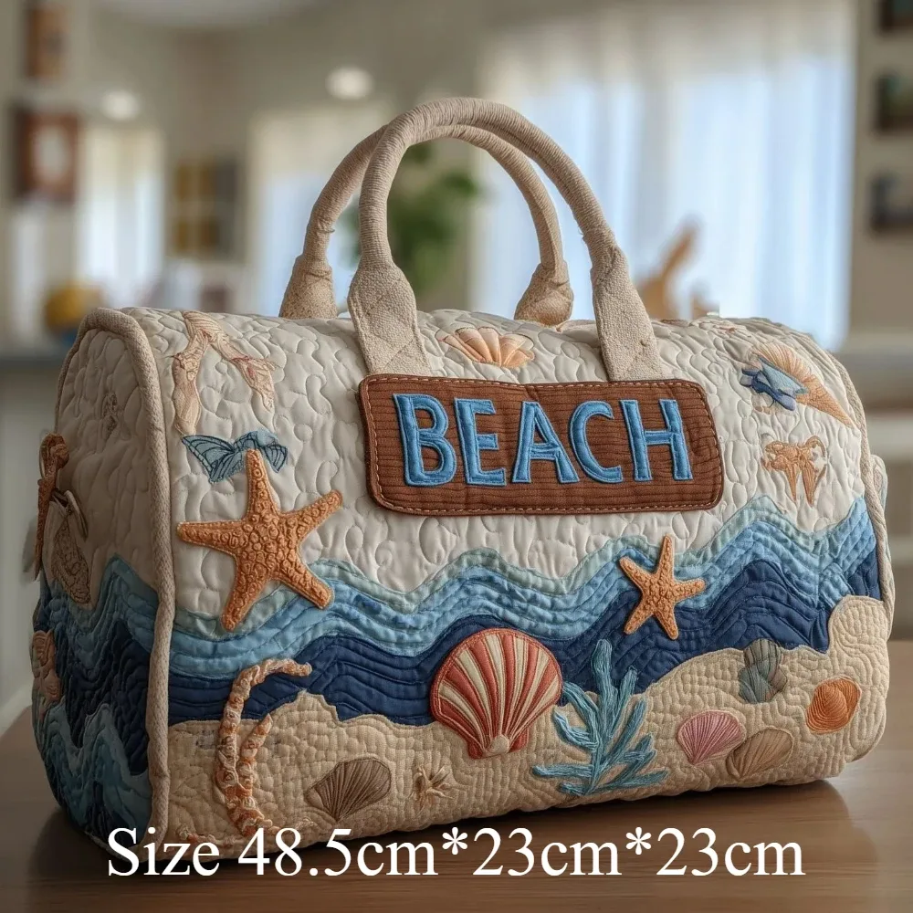 sac de plage matelassé 3d pour hommes et femmes, imprimé en relief y2k, coquillage, palmier, sac de voyage, sac de plage d'été