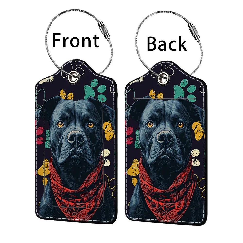 offre spéciale mignon chien en cuir affaires étiquette de bagage valise adresse étiquette bagages embarquement étui étiquette nom id adresse clip