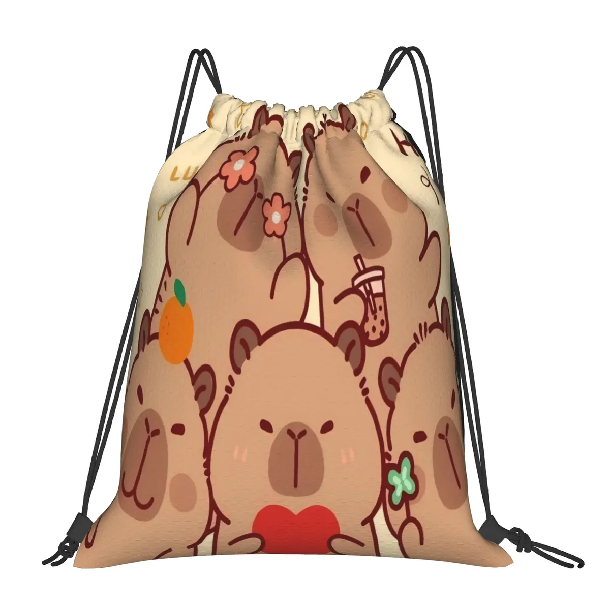 sac à dos à cordon de serrage capybara mignon, sac de sport résistant à l'eau, sac à cordon pour le yoga, 36 cm (largeur) x 43 cm (hauteur)