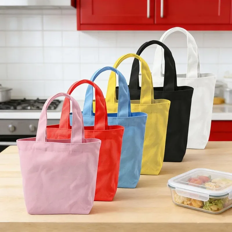 sac fourre-tout coréen en toile, couleur unie simple, sacs de shopping tendance, petits sacs pour le quotidien, sac à main pliable décontracté