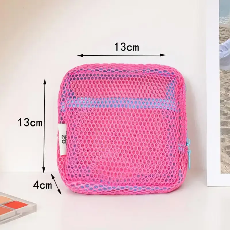 sac de maquillage en maille pour femmes, sac de rangement pour cosmétiques, sac de toilette portable de voyage, sac de rangement pour sous-vêtements