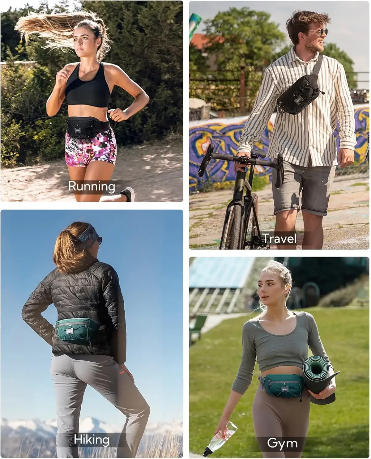 sac banane léger waterfly 1,5 l : blocage rfid, antivol, sac à bandoulière résistant à l'eau pour voyage, edc