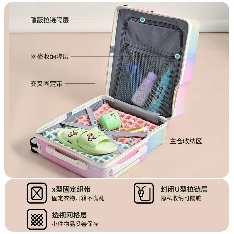 valise trolley pour enfants avec compartiment à bagages, jouet à roulettes, boîte à code, bagage cabine 20 pouces, compacte et légère pour le voyage