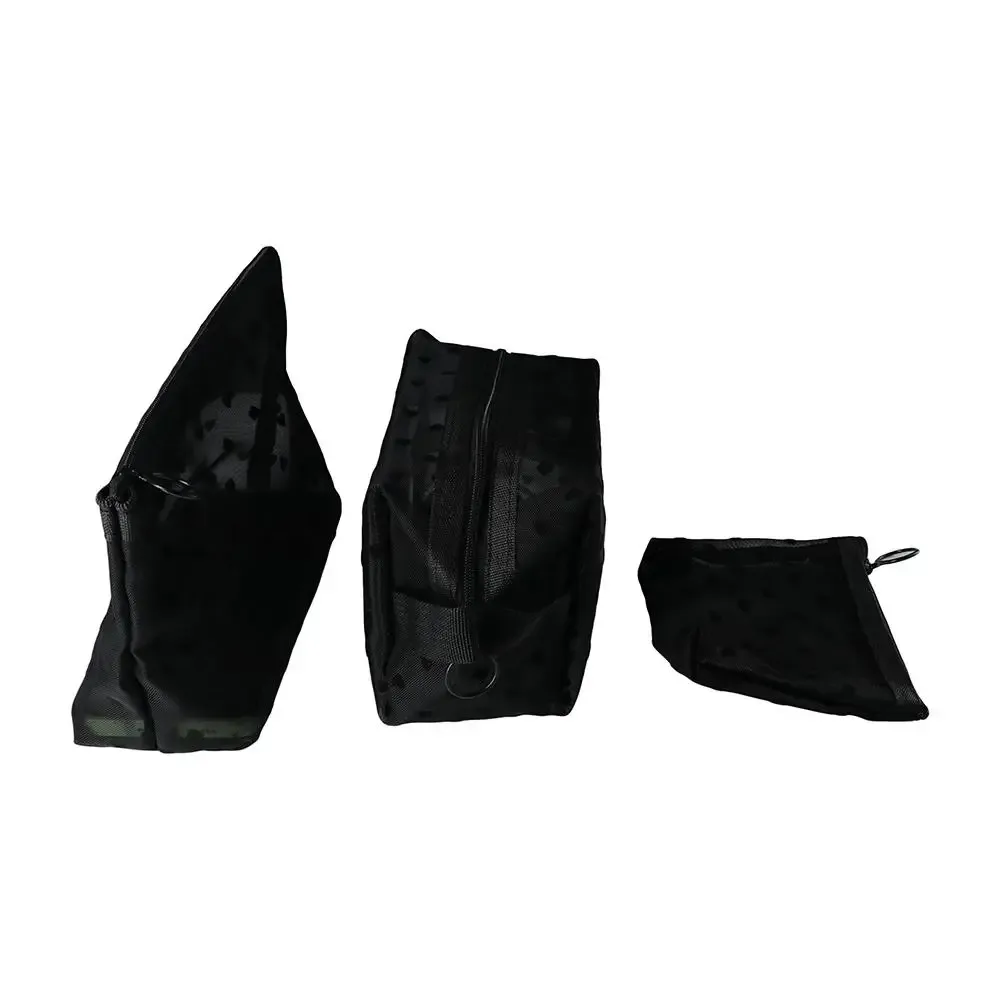trousse de maquillage transparente grande capacité à fermeture éclair, motif cœur et points ondulés, sac de rangement cosmétique, trousse de toilette de voyage