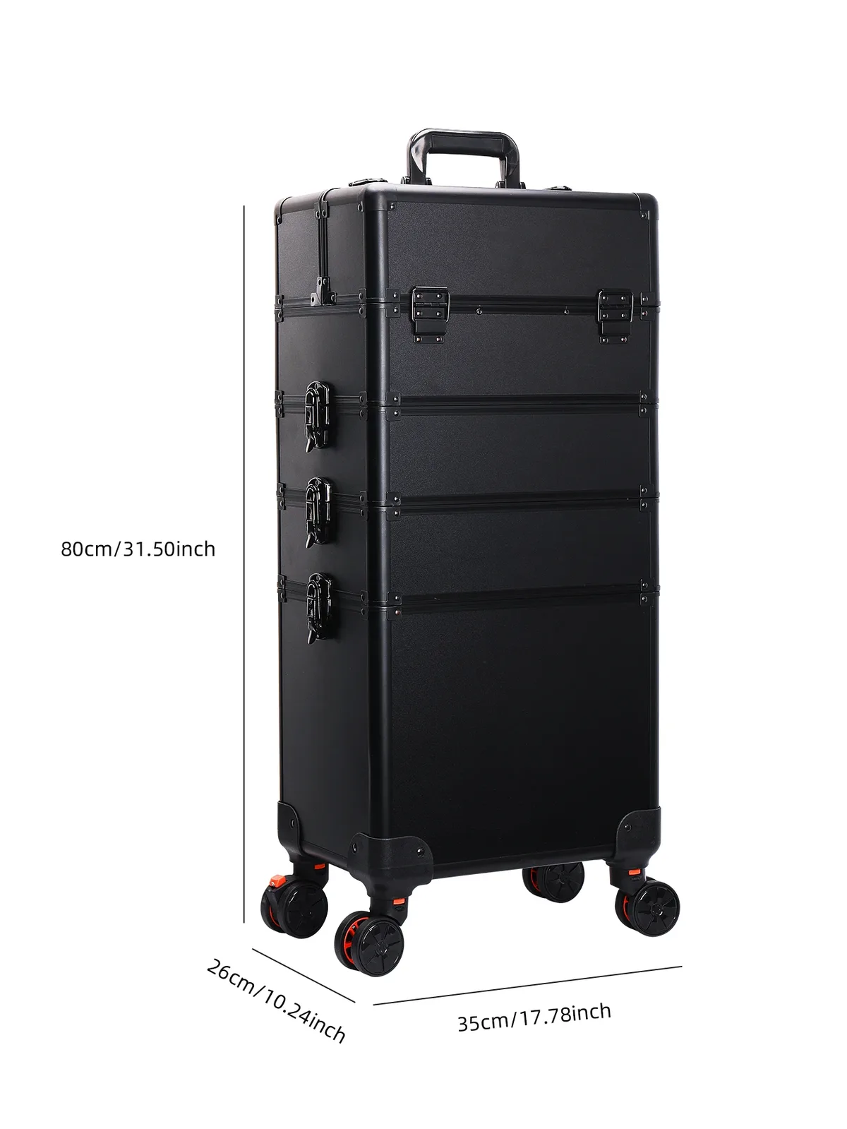 trousse de maquillage professionnelle 4 en 1, étui à cosmétiques roulant en aluminium sur roulettes, organisateur de maquillage d'artiste, rangement avec plateaux