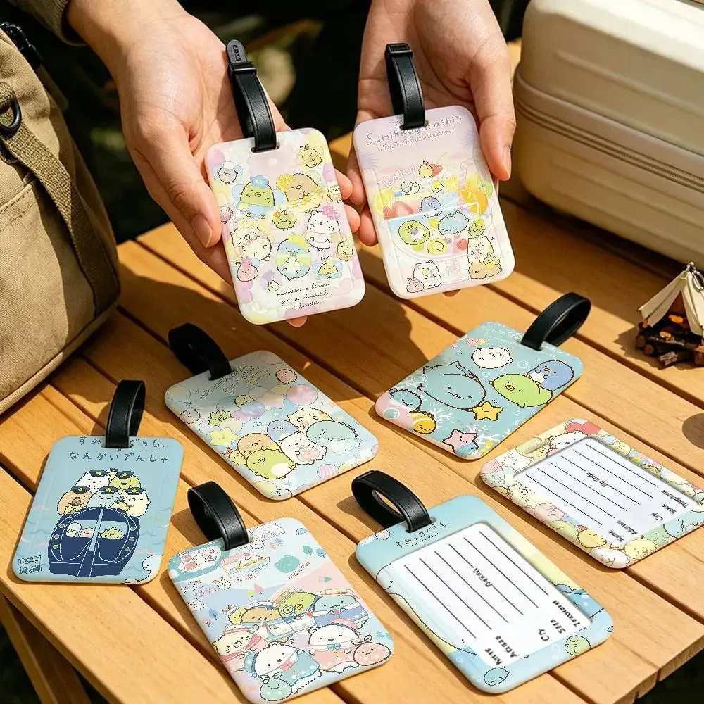 porte-étiquette d'identification anti-perte en pvc flexible sumikko gurashi, anime japonais, pour tous types de sacs de voyage