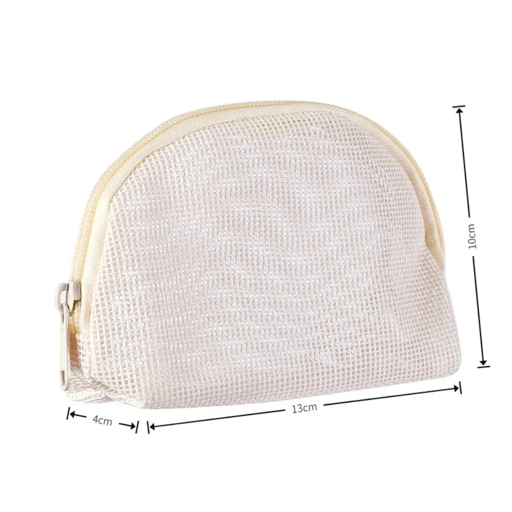 sac de maquillage en maille portable de grande capacité, sac de rangement de cosmétiques portatif de couleur unie, sac de rangement de toilette léger