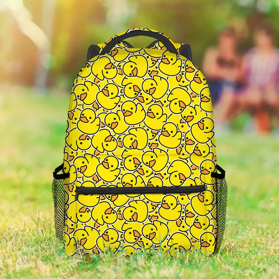 meilleurs cadeaux pour garçons et filles, sac à dos scolaire en forme de canard jaune 2d, dessin animé, doublure en polyester imperméable, design élégant et tendance pour enfants