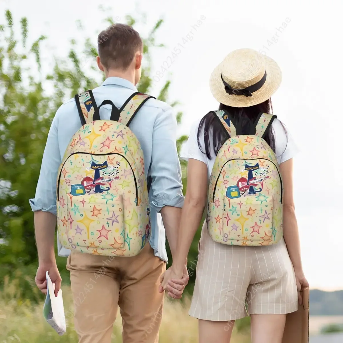 sac à dos décontracté pete le chat « i love my white shoes » pour homme et femme, idéal pour l'école, le travail, les activités de plein air, avec motif de chats de dessin animé