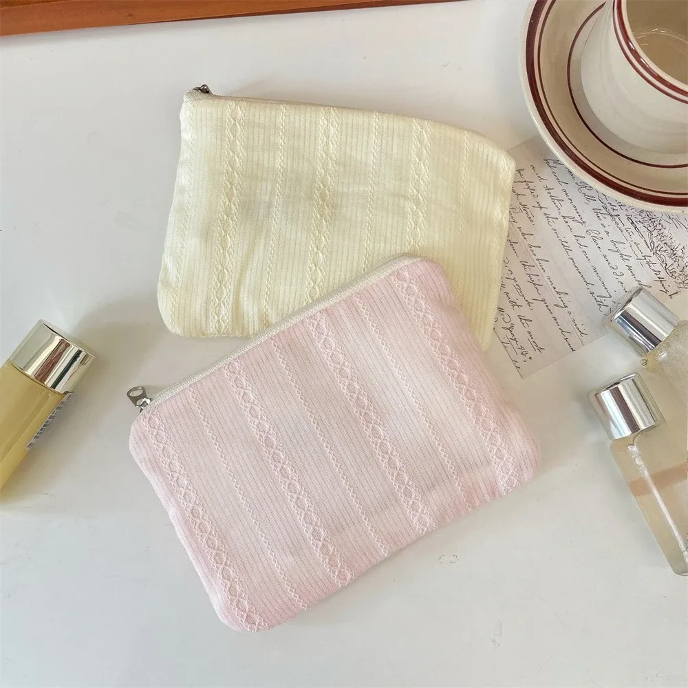 nouvelle rayure mini maquillage rouge à lèvres pochette de rangement porte-monnaie mignon femmes cosmétique organisateur sac serviettes hygiéniques sac de rangement