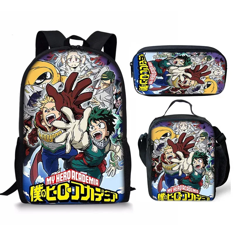 sac à dos my hero academy, ensemble de trois pièces, sac à bandoulière my hero academy, trousse à crayons