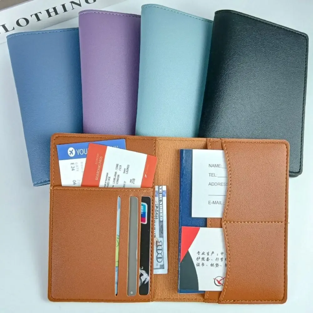 housse de passeport de voyage en pu, sac de passeport multifonction haute capacité, plusieurs emplacements pour cartes, accessoires de voyage
