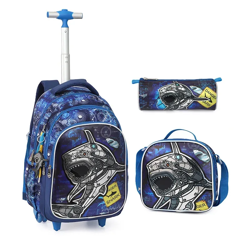 valise sacdos polyester motiffootball chaussuressport bleu roulettes facilitetransport setecolier crayoncase lunchbox thèmefootball usagevoyage scolaire