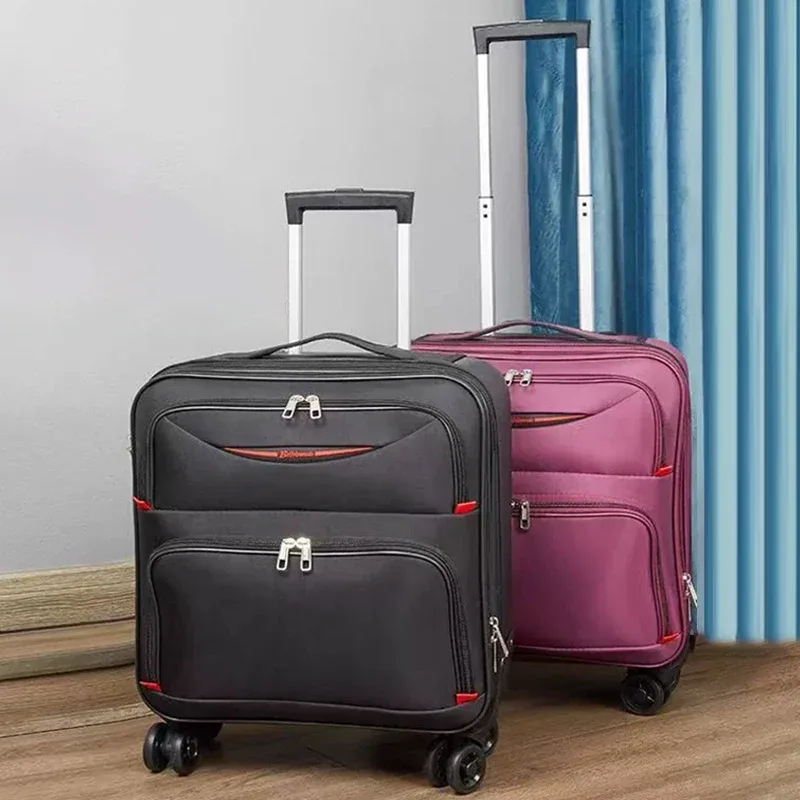 16 18 pouces oxford tissu bagages petite valise légère mot de passe embarquement valise de voyage roue universelle mini boîte en cuir, maleta viaje cabina
