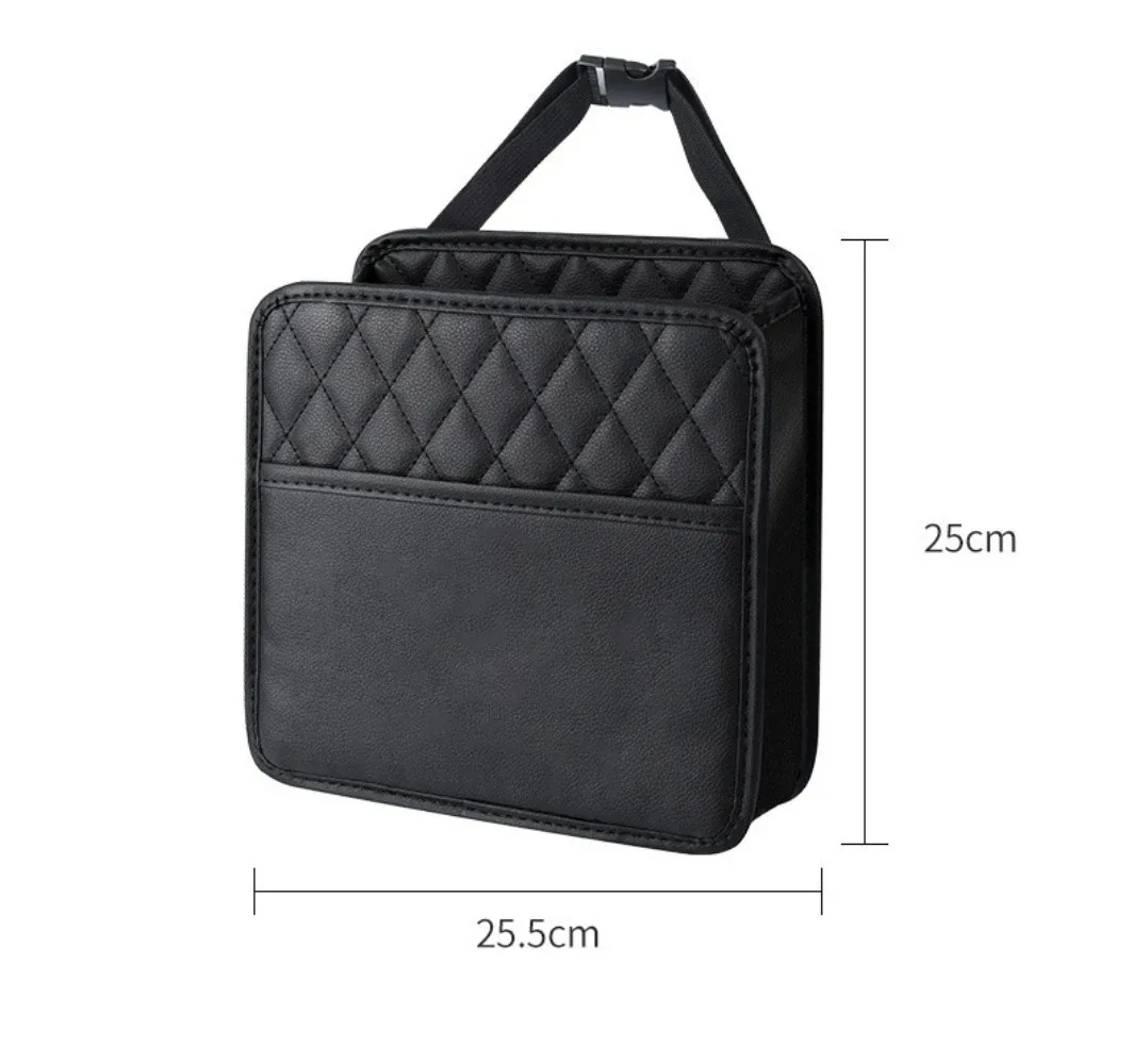 sac de rangement universel pour siège de voiture, en cuir imperméable, organisateur suspendu multifonctionnel, pliable, poubelle intégrée, grande capacité