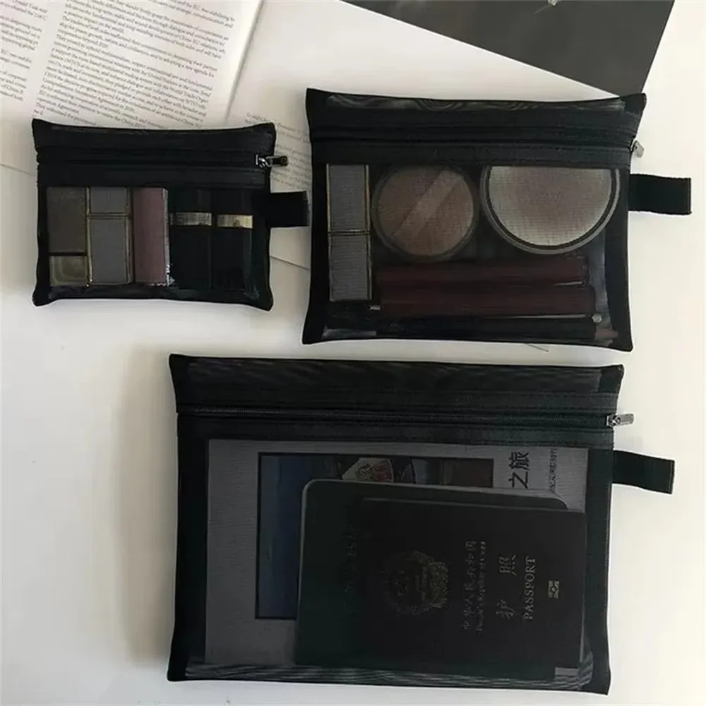 sac à cosmétiques en maille, rangement de voyage, sac de maquillage, organisateur, pochette de maquillage pour femme, portable, petite et grande trousse de toilette et de beauté