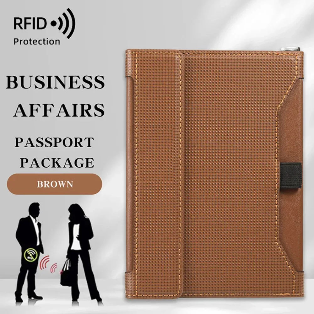 nouveau porte-passeport de couleur unie, blocage rfid, fente pour billet, clip, housse de protection, sac pour cartes de voyage en cuir