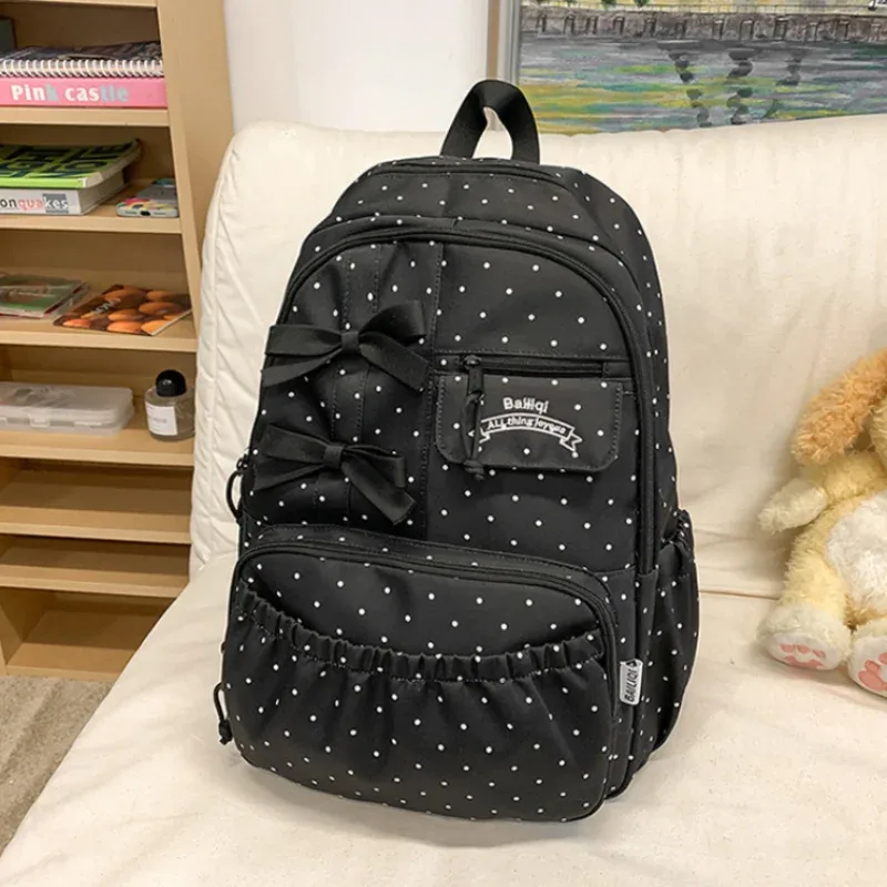 sac à dos coréen à pois grande capacité, décontracté, pour voyage, ordinateur portable, école, université, sac à livres simple pour étudiant