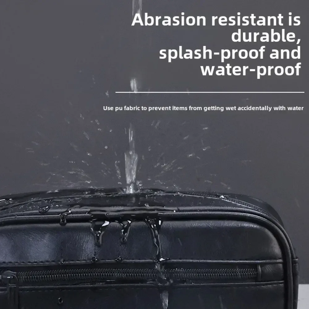 sac de lavage en cuir pour hommes, sac de voyage, voyages d'affaires, sac à cosmétiques portable, grande capacité, conception multi-poches, sac de lavage en cuir
