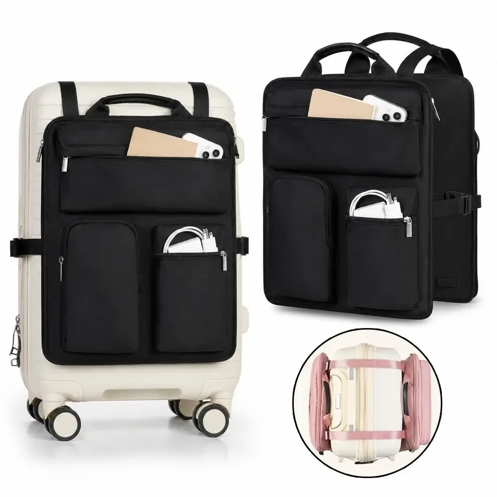 Organisateur de bagages multi-poches, sac de rangement pour valise à accès rapide, mains libres, sangles réglables, pochette antichoc pour ordinateur portable