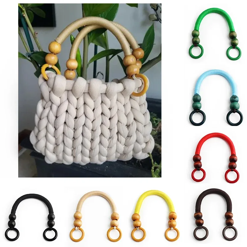 sangle de portefeuille en ulde nylon avec perles en bois, poignée de remplacement, quatre perles en bois, sac à bandoulière en forme de u, poignée de boîte-cadeau, 4 pièces