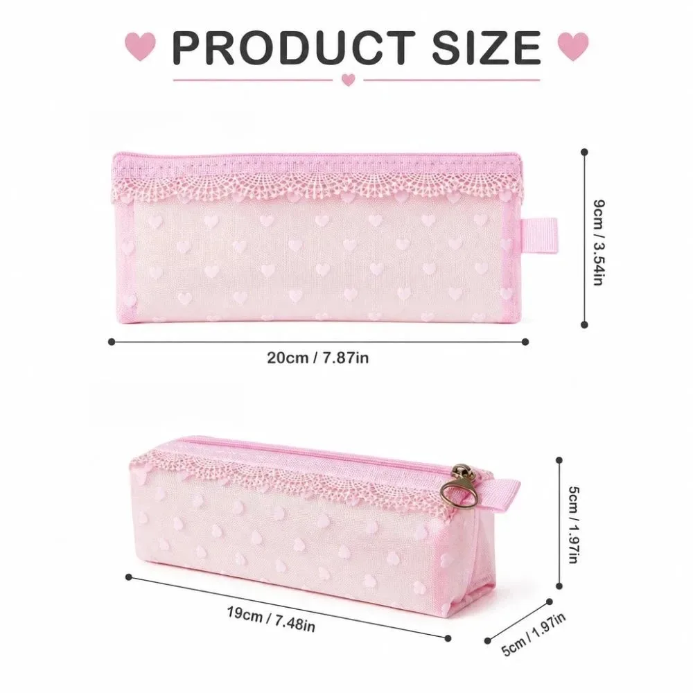 nouvelle trousse de maquillage transparente en dentelle à bordures florales, pochette de rangement douce en maille pour voyage