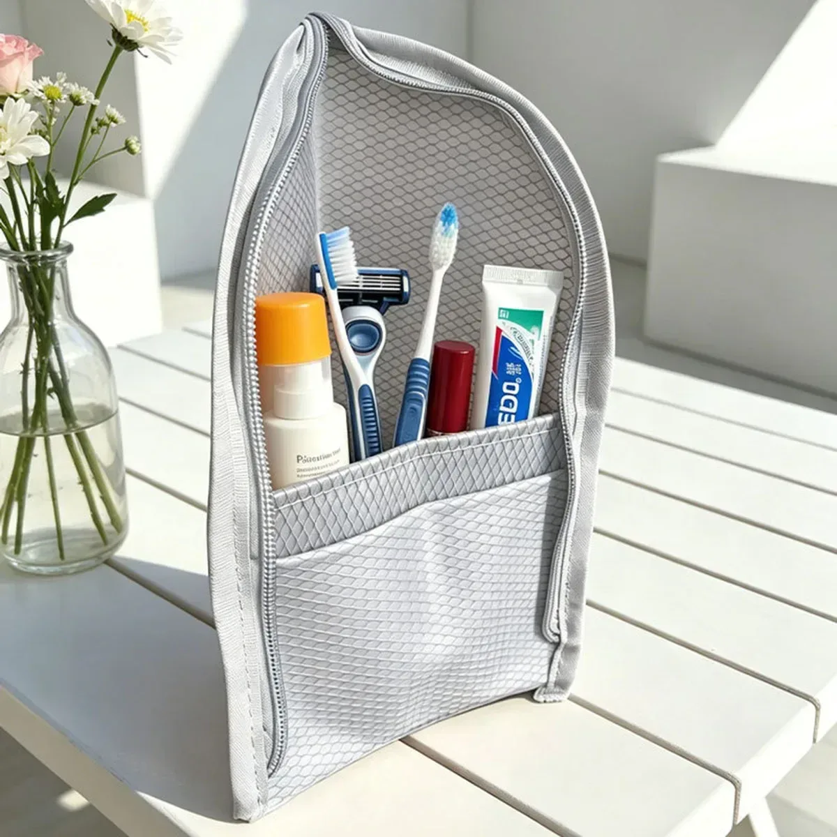 sac de voyage pour maquillage, sac pour pinceaux de maquillage, porte-stylo, sac de rangement pour brosse à dents, sac de toilette portable imperméable pour voyageur