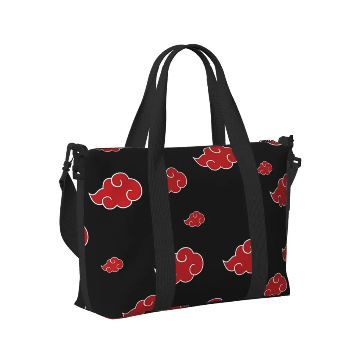sac de voyage de plage nuage noir et rouge personnalisé, fourre-tout de grande capacité pour salle de sport, sac à bandoulière de shopping pour femmes