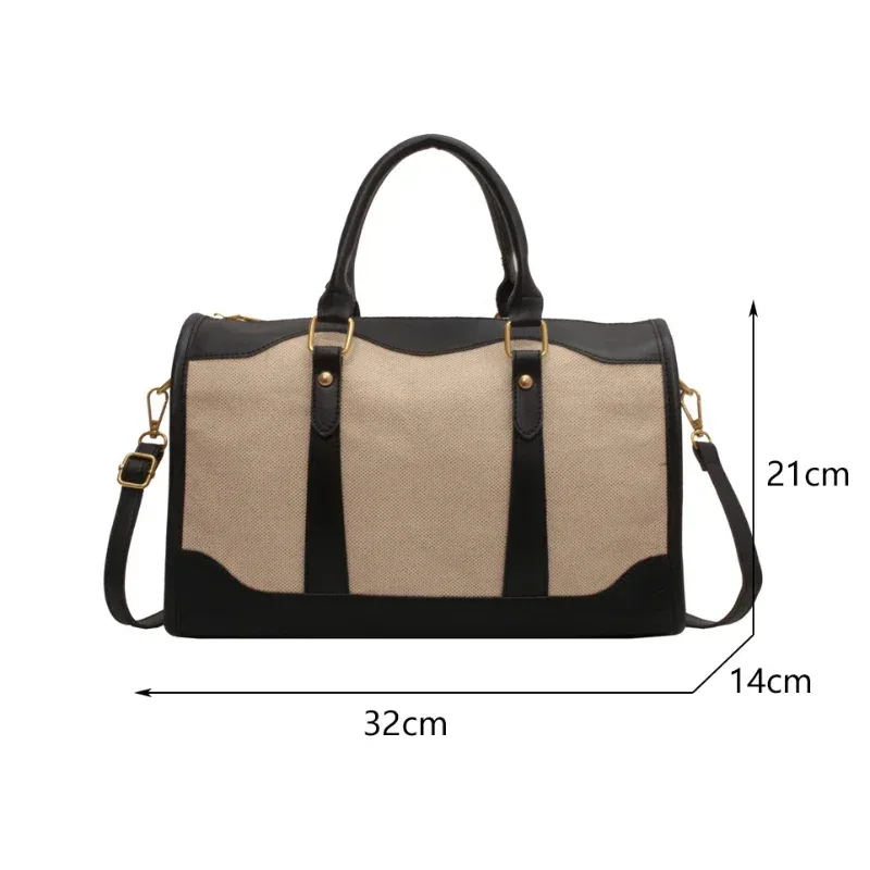 sac à main de rangement de voyage pour femmes, sac de bagages de fitness vintage, sac à bandoulière simple, grand sac en nylon et cuir pu, 2026 sacs à main