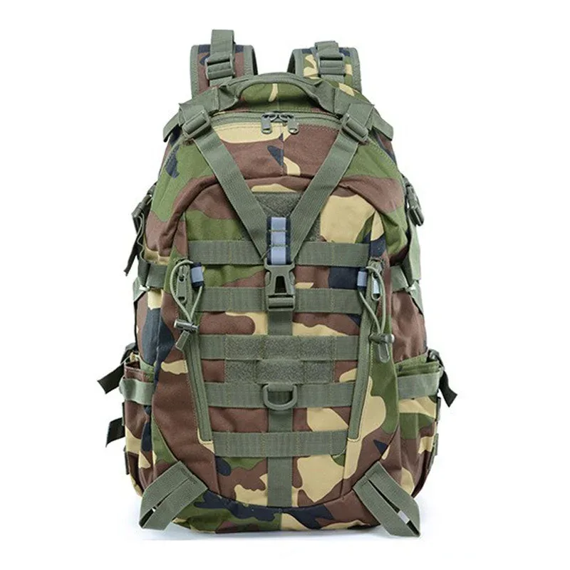 sac dos polyester vert olive poches latérales molle ceinture air sangles ajustables survie camping randonnée plein air