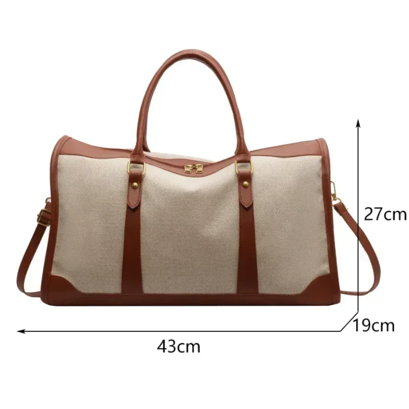 sac à main de rangement de voyage pour femmes, sac de bagages de fitness vintage, sac à bandoulière simple, grand sac en nylon et cuir pu, 2026 sacs à main