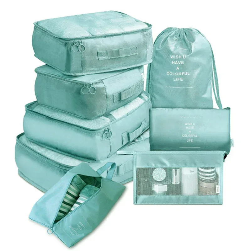 ensemble de 6/8 pièces, organisateur de voyage, sacs de rangement, valise, ensemble d'emballage, étuis de rangement, organisateur de bagages portables, pochette pour vêtements et chaussures