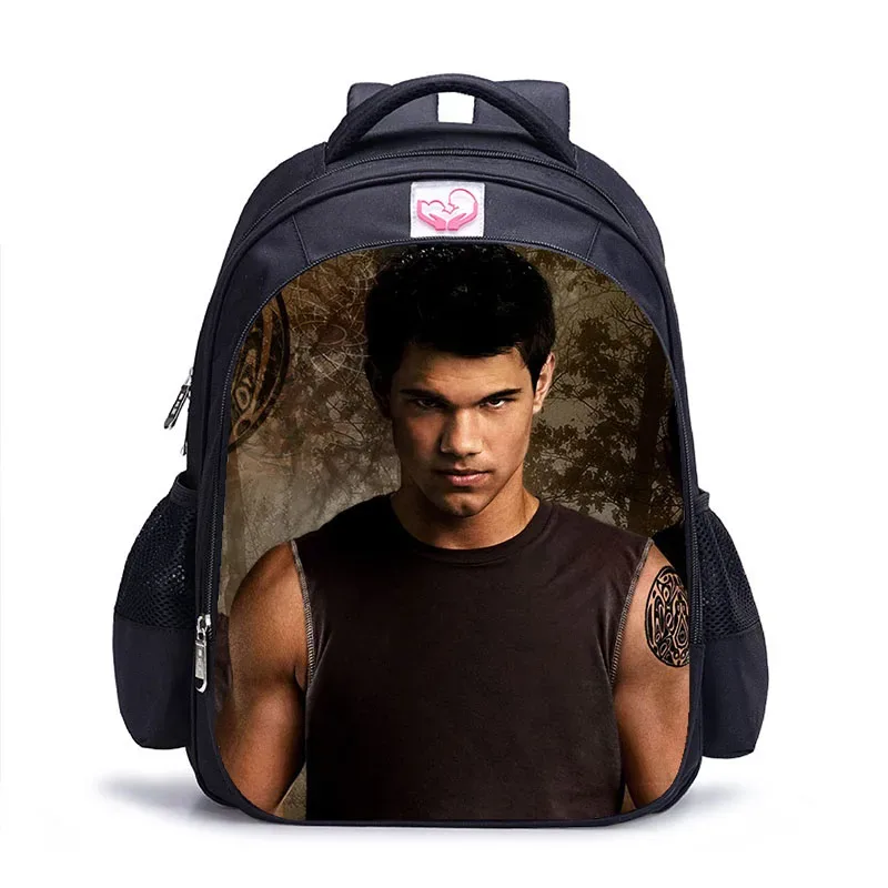 sac dos polyester twilight personnages imprimés pochette mesh latérale poche fendue ceinture air enfant adolescents usage école jour