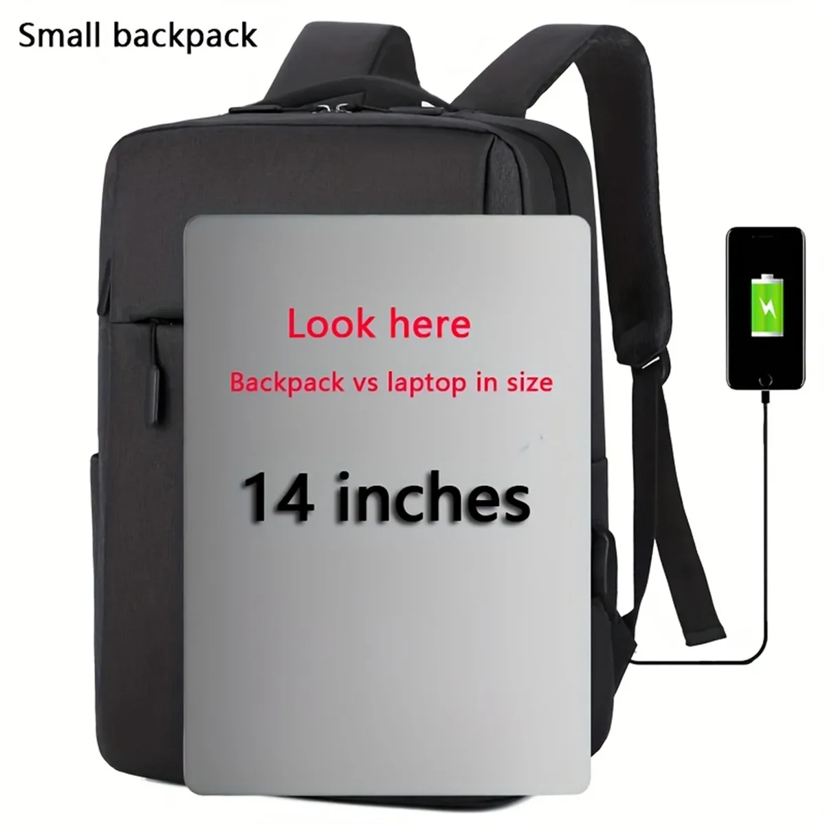 sac à dos pour ordinateur portable de 14 pouces avec port de charge usb, résistant à l'eau, en oxford, pour les voyages d'affaires, l'école, pour hommes et femmes, gris