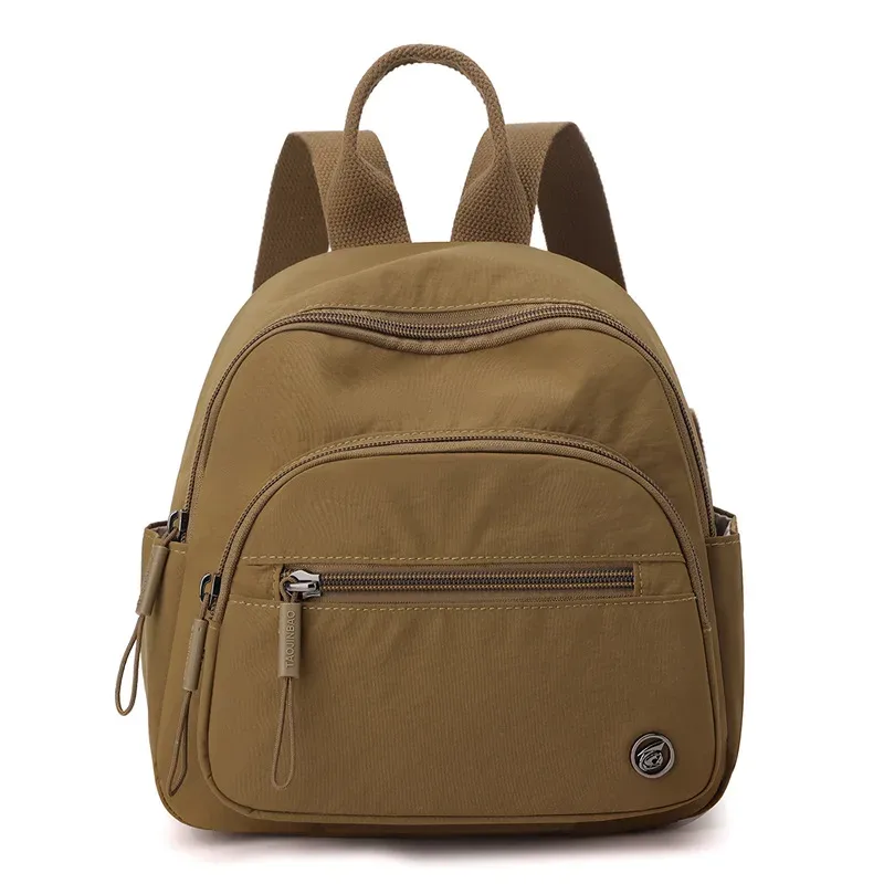 sac à dos portable en nylon pour femme, couleur unie, léger, multi-poches, décontracté, tendance, imperméable, nouveau cadeau 2026
