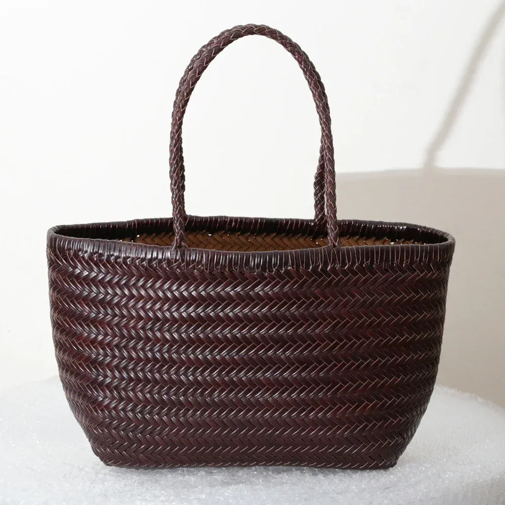 sac à main en cuir véritable pour femmes, grand sac fourre-tout vintage, sac à bandoulière décontracté, sac de shopping en cuir de vache tissé, sac bandoulière pour femmes