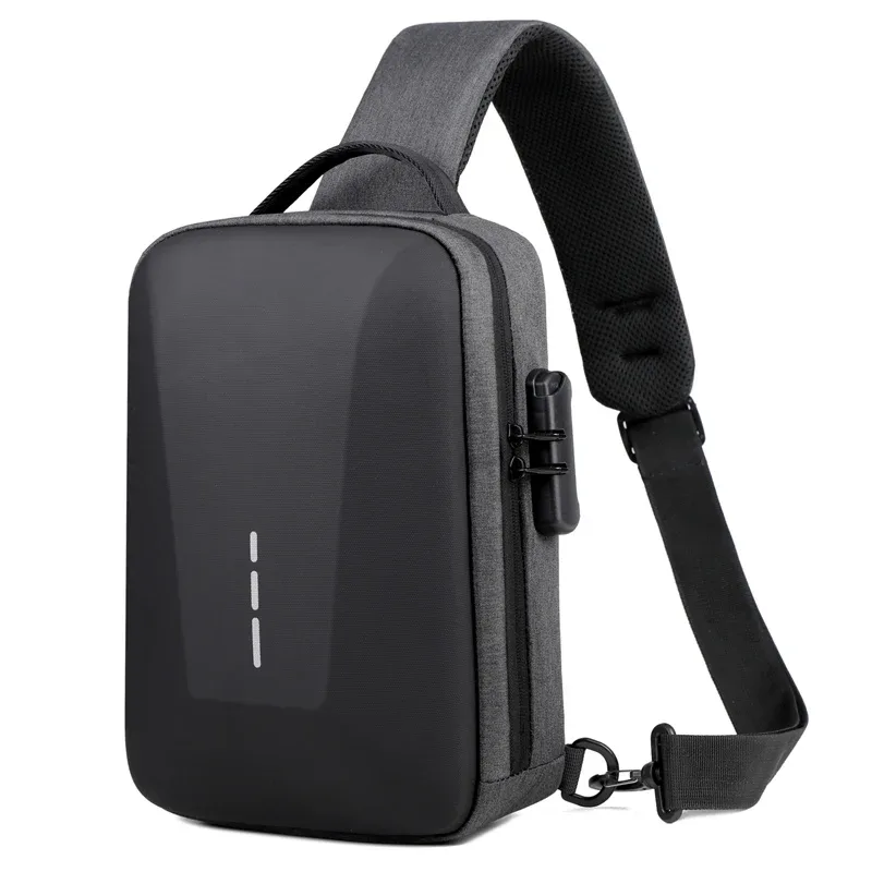 sacs de poitrine antivol à serrure à combinaison avec port de chargement usb, sac à bandoulière de mode pour hommes d'affaires, sac à bandoulière de rangement de voyage